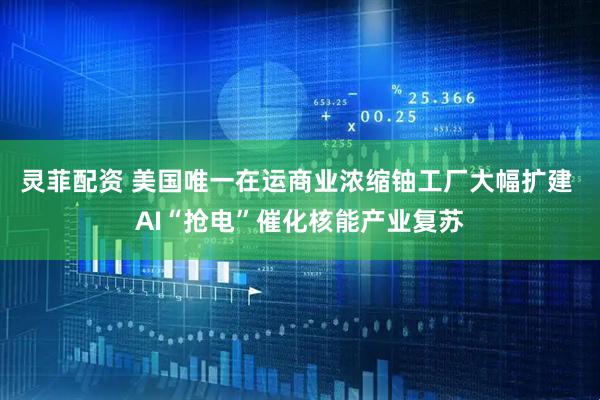 灵菲配资 美国唯一在运商业浓缩铀工厂大幅扩建 AI“抢电”催化核能产业复苏
