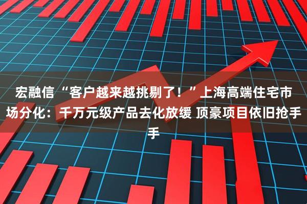 宏融信 “客户越来越挑剔了！”上海高端住宅市场分化：千万元级产品去化放缓 顶豪项目依旧抢手