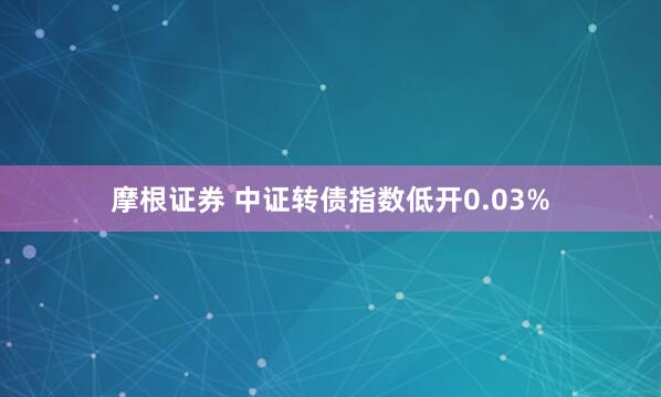 摩根证券 中证转债指数低开0.03%